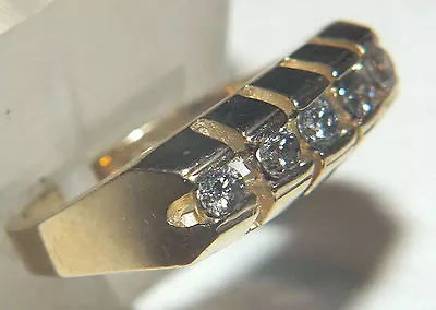 Fabulous Vintage Designer 14K Yellow Gold Ring W/Diamonds Sz. 5.75 • $325