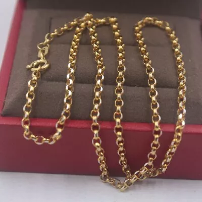 Real 18K Yellow Gold Chain For Women Rolo Link 2.5mm Circle Necklace 20inch/3.7g • $485.45