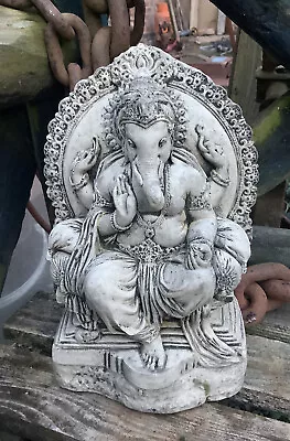 Stone Garden Ganesh Elephant God Buddha Statue Ornament Ganesha 🙏🐘🌿 • £17.50