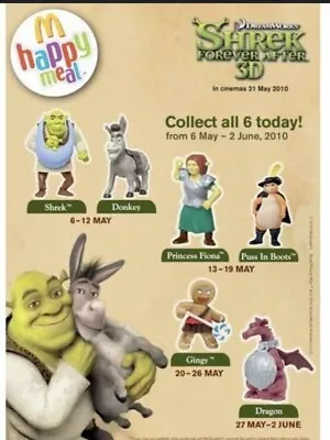 Mcdonald's Happy Meal Toy Shrek Forever After 3D 2010 Sealed Full Set Of 6 • $65