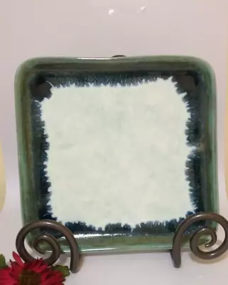 McCarty’s Pottery 8” Square Jade Drip SALAD New Beautiful To Use Or Display • $75