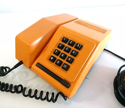 Vintage Push Button Telephone - Space Age Pop Art Orange - 1980s Hungary • $38.22