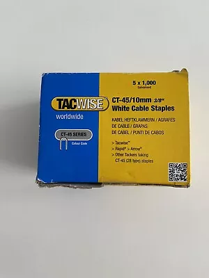 TACWISE CT45 10mm WHITE CABLE TACKER STAPLES 5000/BOX (5 X 1000 Packs) • £17.99