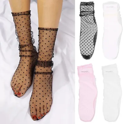 Transparent Ladies Mesh Ankle Socks Dot Lace Socks Female Meias Tulle Socks • $6.55