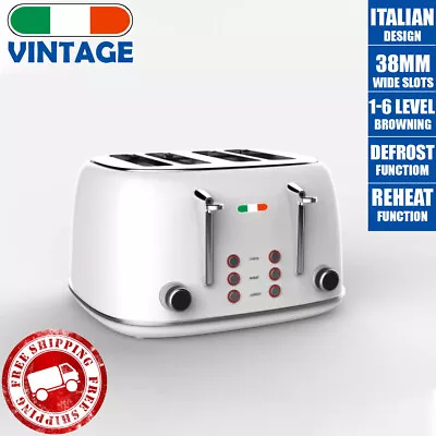 Vintage Electric 4 Slice Toaster White Stainless Steel 1650W Not Delonghi  • $129.99