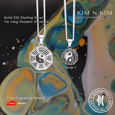 Yin Yang Pendant Necklace ✔️Free Engraving ✔️Solid 925 Sterling Silver ✔️Quality • £22.99