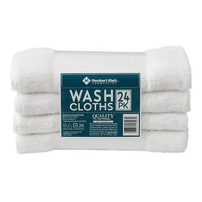 24 NEW Commercial Hospitality Washcloth White (83% Cotton 17% Polyester) HD • $27.87