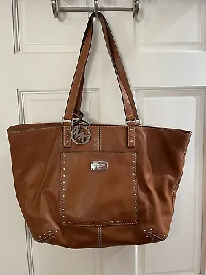 Michael Kors Tote  With Silver Stud’s Natural/luggage In Color • $119