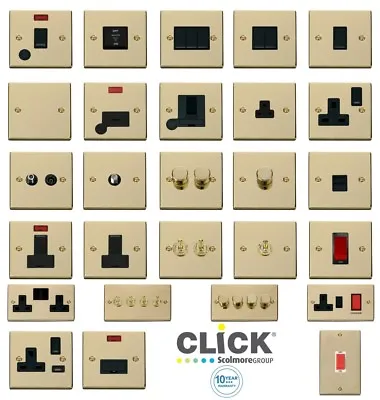 £8.42 • Buy Click Deco Victorian Polished Brass Switches And Sockets With Black Inserts