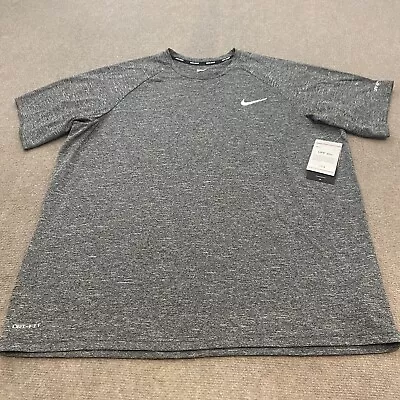 Nike SWIM DRI-FIT Mens XXL Gray Short Sleeve Shirt Sports Summer Active Adult • $14.95