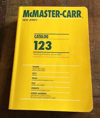 Mcmaster Carr Catalog 123 New Jersey Tool Catalog • $25