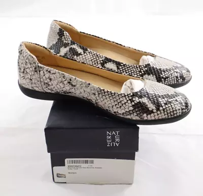 Naturalizer Women's 7.5M Flexy Ballet Flats Leather Alabaster Snake Shoes • $59.99