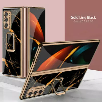 Plating Glass Painted Square Bracket Cover Case For Samsung Galaxy Z Fold 2 5G • $35.50