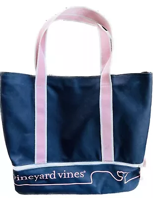 Vineyard Vines For Target Beach Tote Large Canvas Bag Navy Blue Pink Whale Logo • $25.55