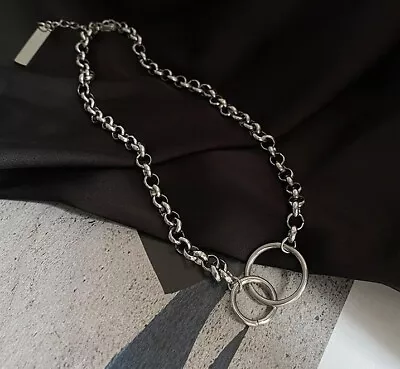 Hoop Necklace For Men Hip Hop Titanium Steel Clavicle Chain • $1.11
