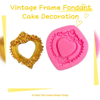 £4.25 • Buy Baroque Vintage  Heart Frame Silicone Icing Mould Mold Fondant Cake Topping
