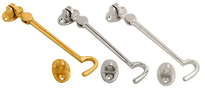 Silent Cabin Hook & Eye Brass Chrome Or Satin Chrome Gate Hook And Eye 2  - 12  • £14.09