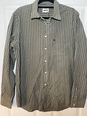 Musto Mens Size L Checked Olive Green Long Sleeve Shirt Casual • £19.99