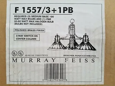 Murray Feiss Polished Brass 3 Way Center Column Ceiling Hang Light F1557/3+1PB • $54.99