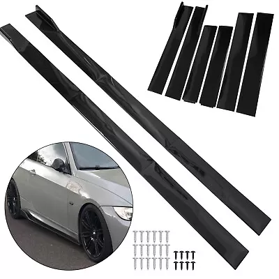 86 Universal Black Car Side Skirt Extension Rocker Panel Splitter Protector Lip • $36.59