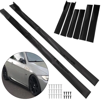 86 Universal Black Car Side Skirt Extension Rocker Panel Splitter Protector Lip • $33.99