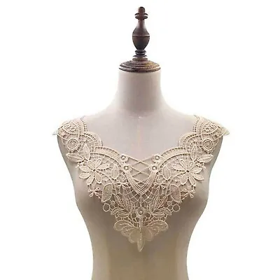 Embroidery Collar Lace Applique Guipure Floral Evening Dancing Dress Gown Trim • £4.99