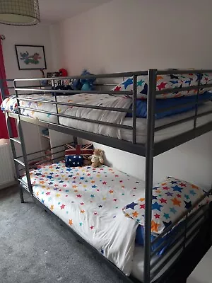 IKEA SVÄRTA Bunk Bed Frame With Mattresses Silver Good Condition Used • £125