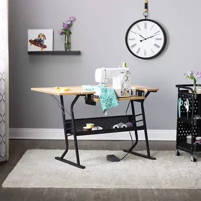 Eclipse Sewing Machine Craft Table Adjustable Platform Station Sew Black White • $119.54