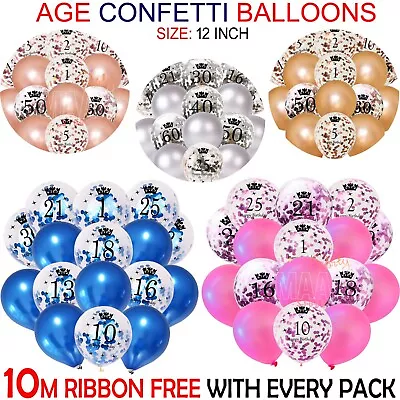 PINK BLUE Age Birthday Balloons 16th 18th 21st 30th 40th Birthday Decorations UK • £5.49