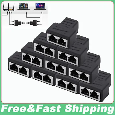 RJ45 Splitter Adapter 1 To 2 Ways Dual Female Port CAT5/6/7 LAN Ethernet Cable • $6.20