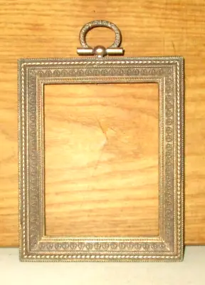 Vintage Solid Brass Picture Frame With Hanging Loop • $19.99