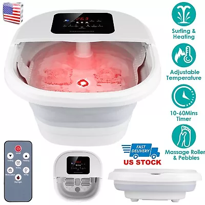 Foldable Electric Foot Spa Bath Massager Heat Red Light Feet Tub W/ Remote Timer • $52.99