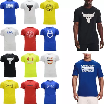 Under Armour Mens T-Shirt Short Sleeve UA Gym Fitness HeatGear Crew Running New • £15.99