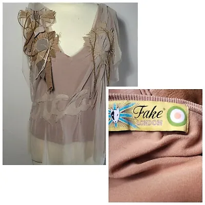 Original Fake London Silk Knit & Net Womans Sleeveless Top From Kings Road Shop • £28.50