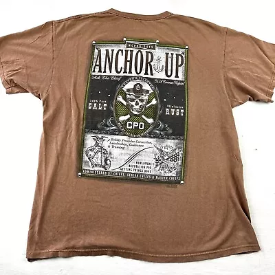 7.62 Design Anchors Up Double Sided Size XL Brown T Shirt Master Chiefs • $14.83