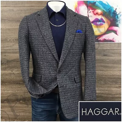 Vintage Haggar Mens Blazer Sport Coat Casual Jacket Sz 40R Two Button Tweed Suit • $79.95