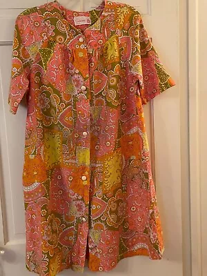 Vintage Lorraine Cotton Floral House Coat Nightgown - Size M • $7.99