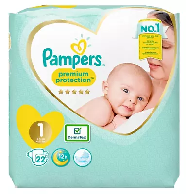 Pampers Premium Protection New Baby Size 1 - 22 Nappies • £9.08