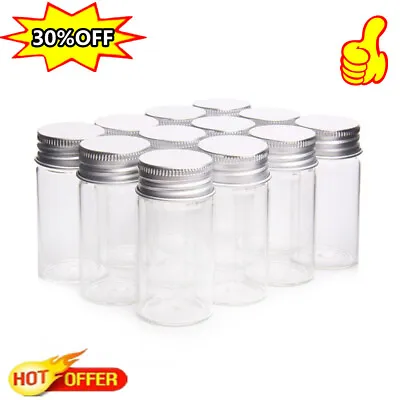 Vials Small Glass Bottles Mini Jars With Aluminum Screw Storage Lids USA • $1.42