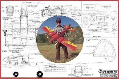 Model Airplane Plans (RC): Super Sportster Twin For .25s (Upgrade To GP Plan) • $14