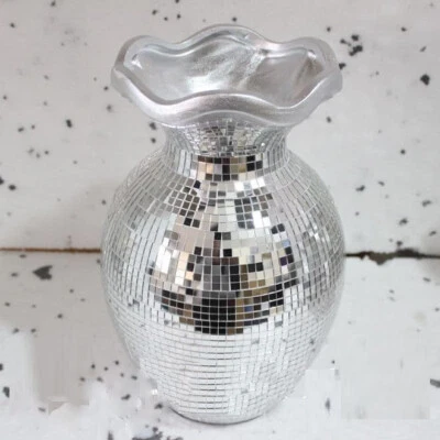£14.99 • Buy Beautiful Mosaic Vase Diamond Silver Crystal Decorative Mirror Flower Luxury NEW