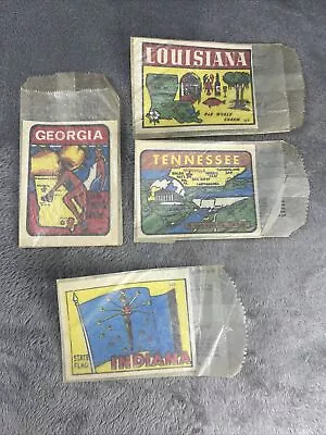 4 Vintage BAXTER LANE US STATE DECALS Stickers 1970s GA LA TN IN • $12.99