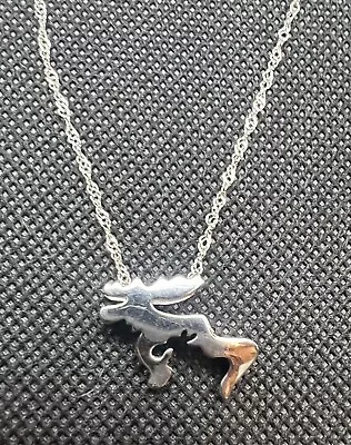 Sterling Silver Moose & Baby Silhouette Pendant With Rope Chain • $64.99