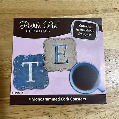 Monogrammed Cork Coasters Pickle Pie Machine Embroidery Design • $6.99