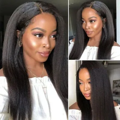 Yaki Straight Hair Synthetic Lace Front Wigs Fashion Black Women Heat Resistant • $20.93