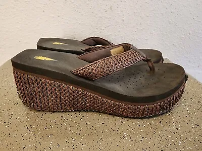 Vintage 90’s Y2K Volatile Chunky Wedge Platform Flip Flop Thong Sandals Size 8 • $24.99