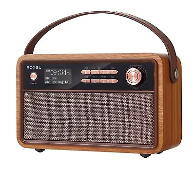 £30 • Buy ROXEL RETRO D1 Vintage DAB/FM Radio Bluetooth Speaker Walnut