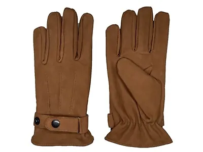 Men's Tan Nubuc Suede Leather Winter Gloves W/ Fleece Lining  S- 3XL • $20