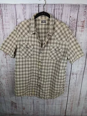 Converse One Star Men's Western Short Sleeve Button Plaid Pearl Snap Shirt Sz XL • $14