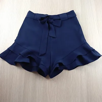 Bardot Dress Shorts Women's Size 8 High Rise Double Frill Hem Belt Tie Waist • $18.50